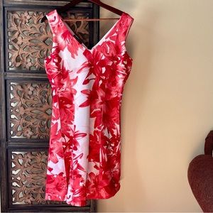 INTERNATIONAL CONCEPTS Women’s A-line V-neck Party Dress Red White Sz L